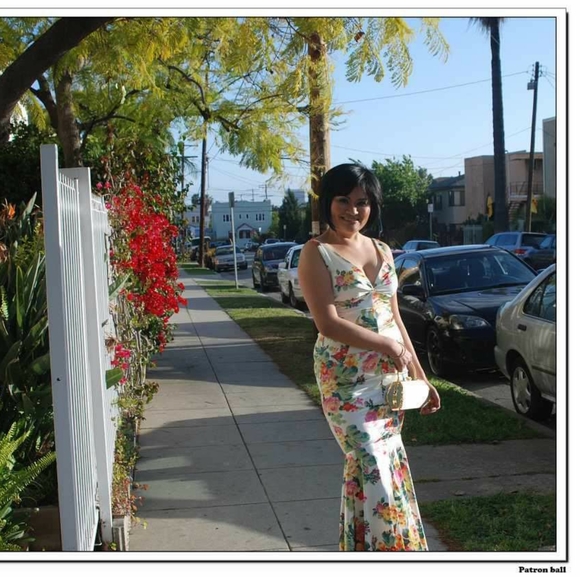 Cocktail gown Floral silk sleeveless - Picture 9 of 9